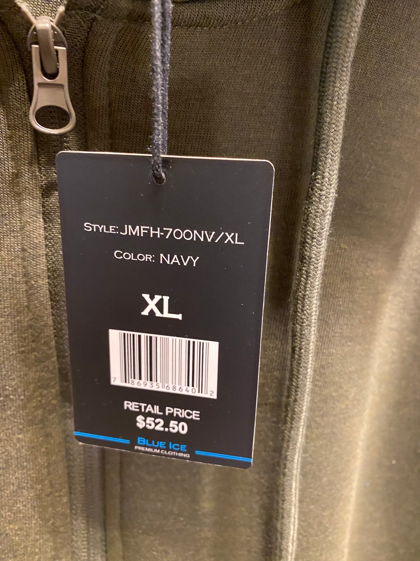 Blue Ice Men's XL Full Zip Hoodie NWT