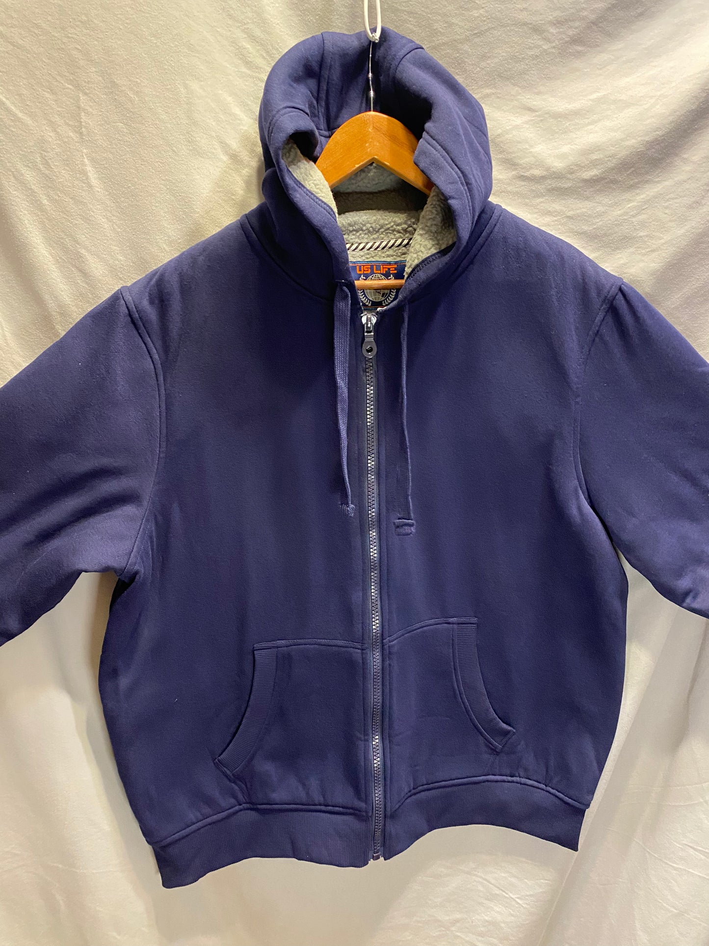 US Life Men's Large Full Zip Lined Hoodie NWT