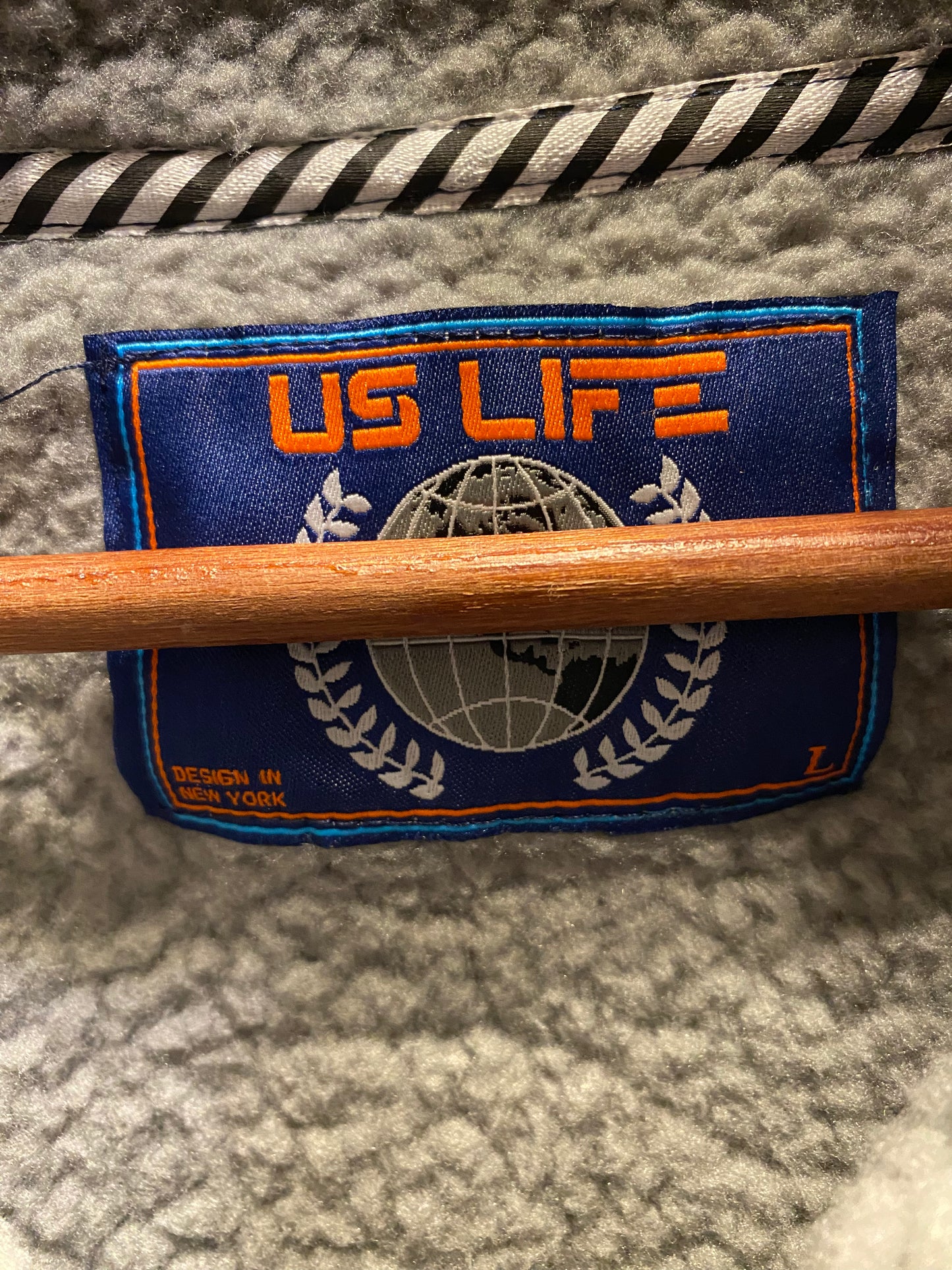 US Life Men's Large Full Zip Lined Hoodie NWT