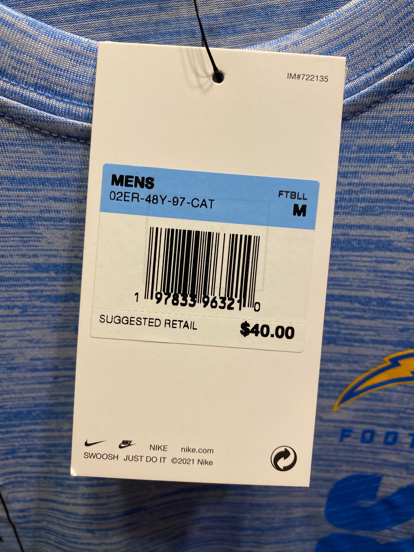 NFL Team Apparel Los Angeles Chargers Men's Medium Dri-Fit T-Shirt  NWT