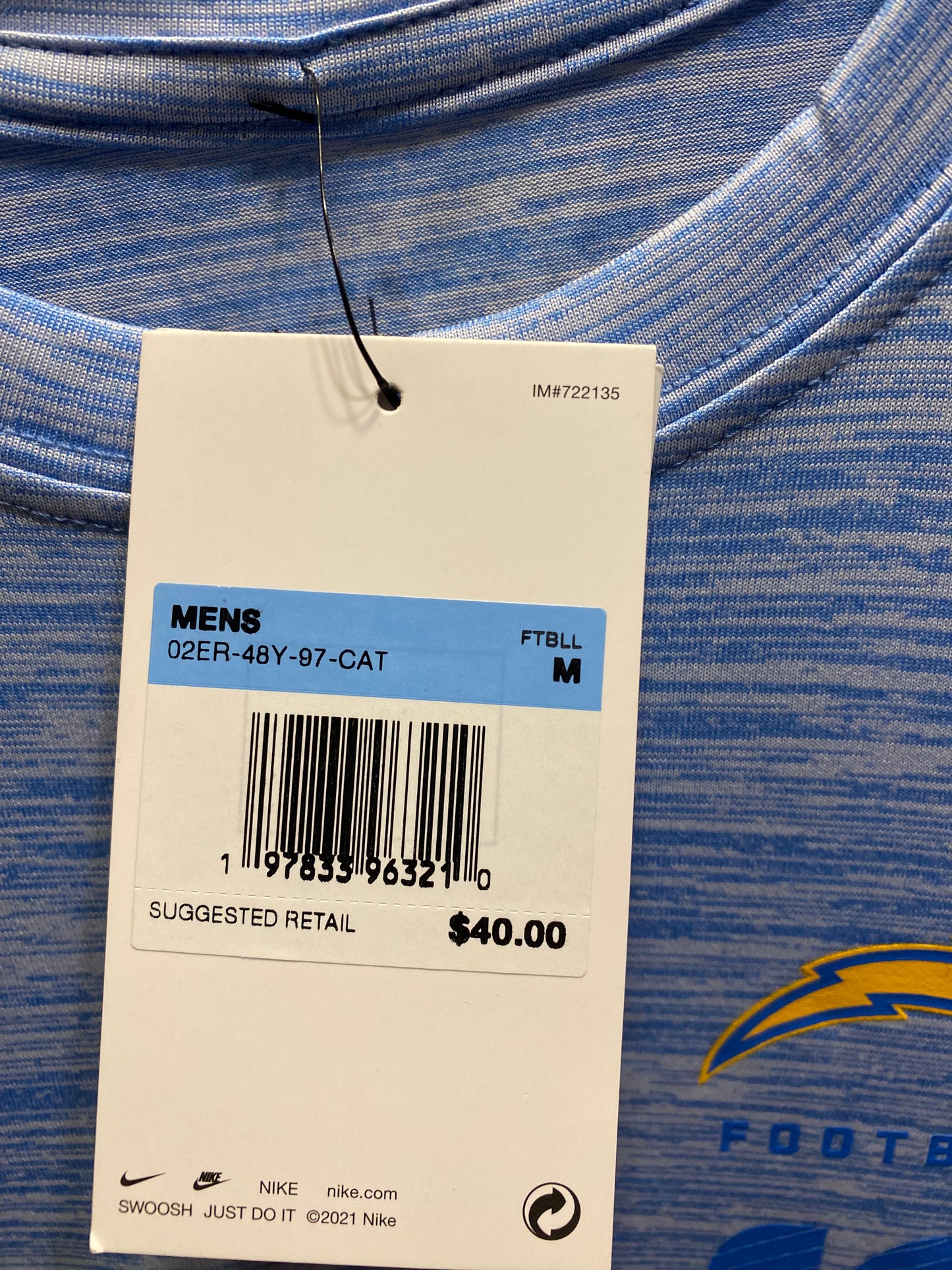 NFL Team Apparel Los Angeles Chargers Men's Medium Dri-Fit T-Shirt  NWT